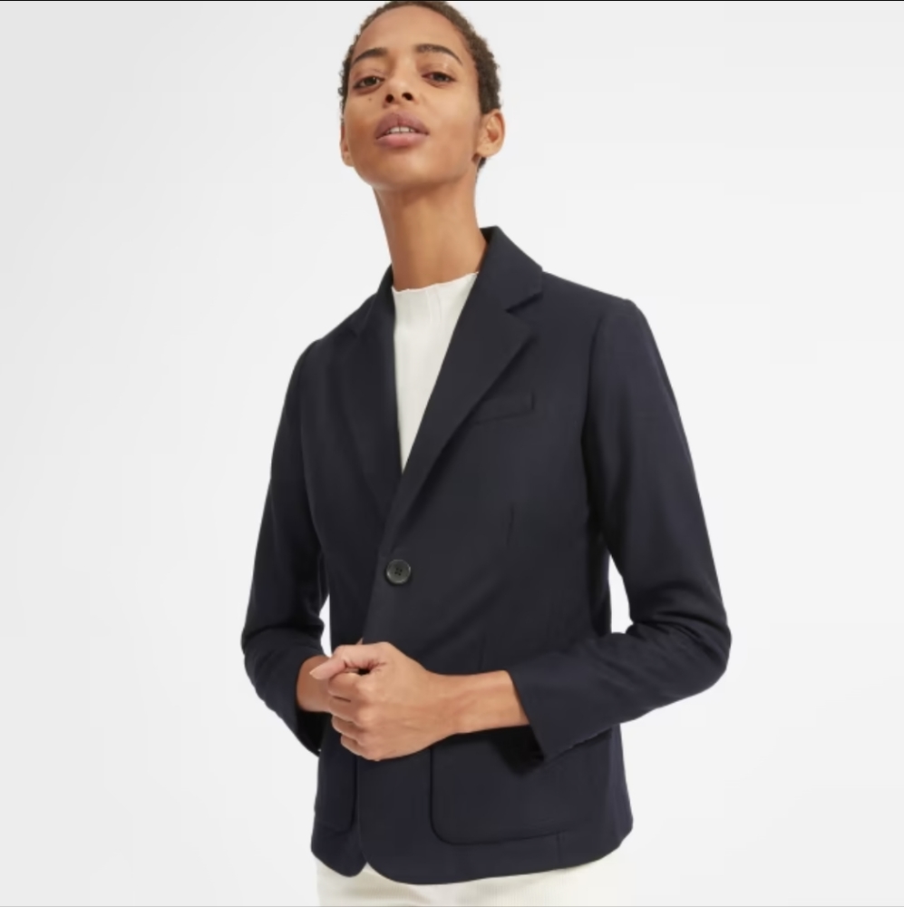 Everlane Wool Academy Blazer, Navy Blue, size 2